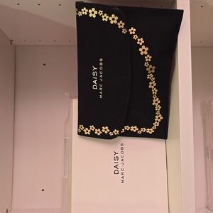 NIB Marc Jacobs Clutch Pouch Cosmetic Bag-Black with Gold Flowers